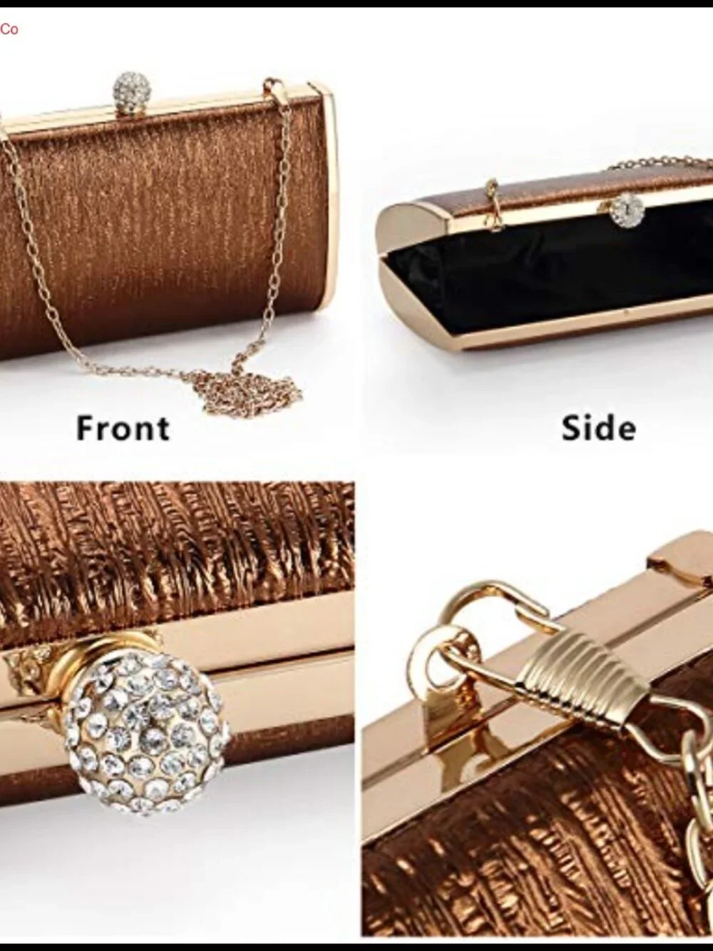 PU Leather Clutch with Metal Frame Evening Bag for Wedding Prom Party